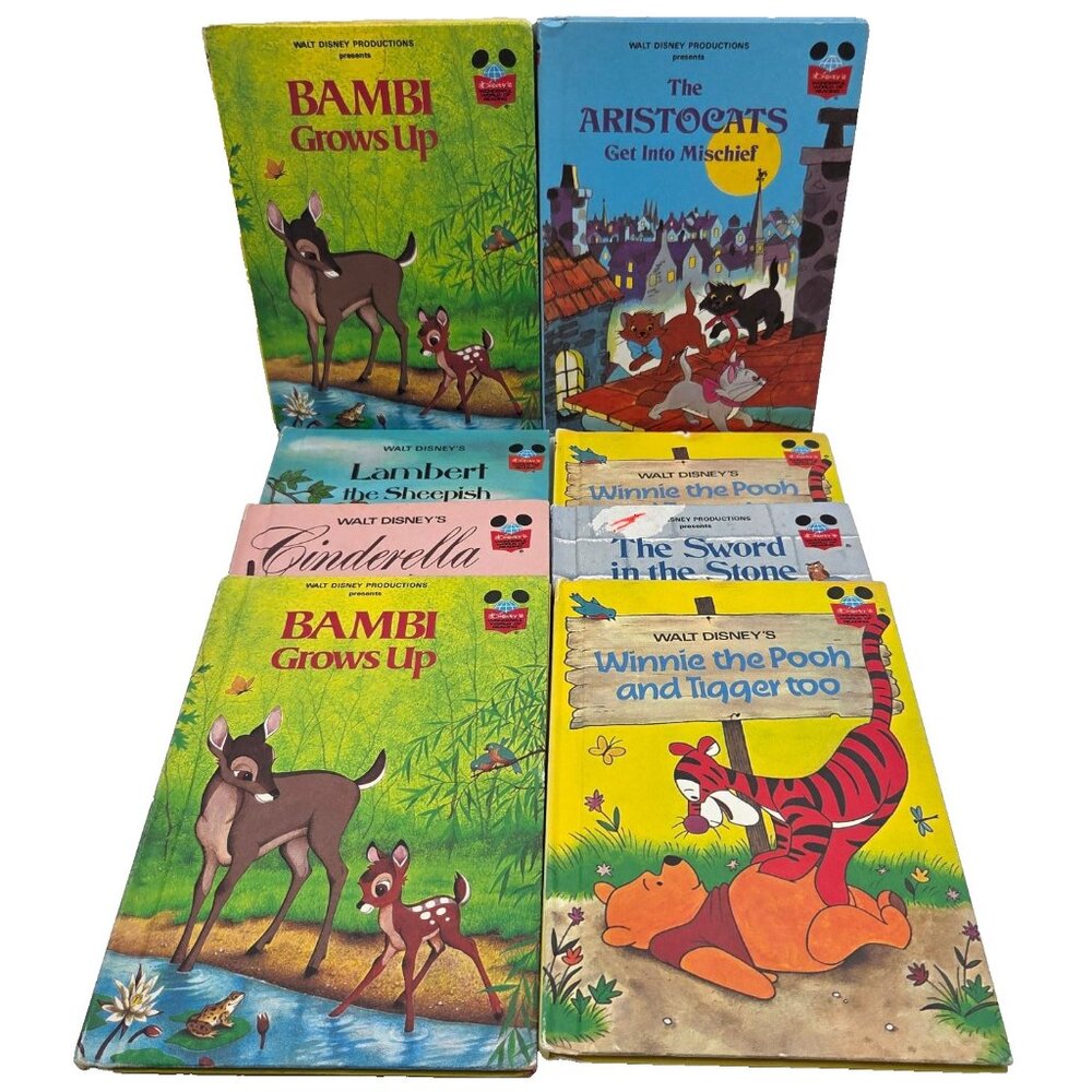 Disney Grolier Book Club Books Lot Of 8 Bambi Lambert Winnie The Pooh Read